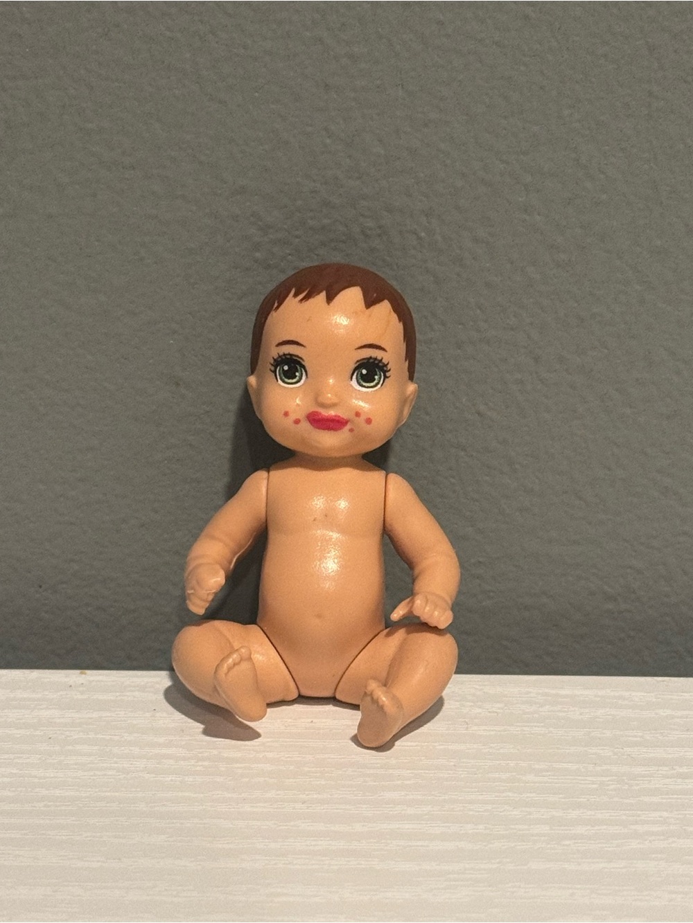 Small Barbie Baby Doll Figure with Brown Hair